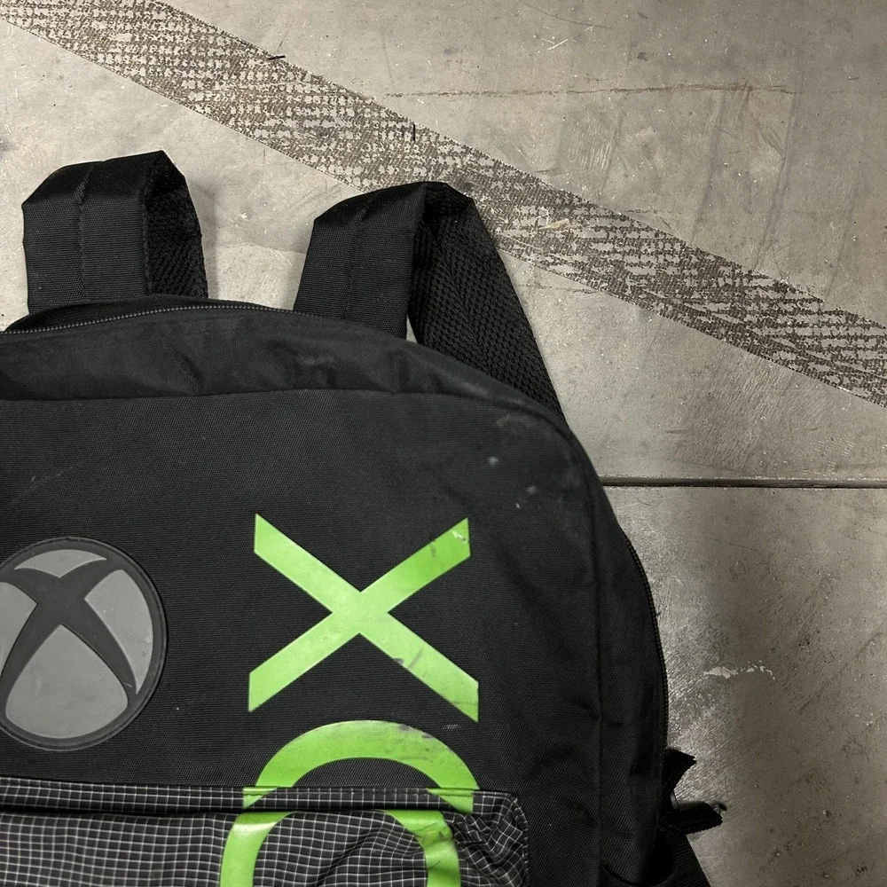 Vintage Y2K Xbox Black Green Logo Padded Backpack School Gaming Laptop Bag